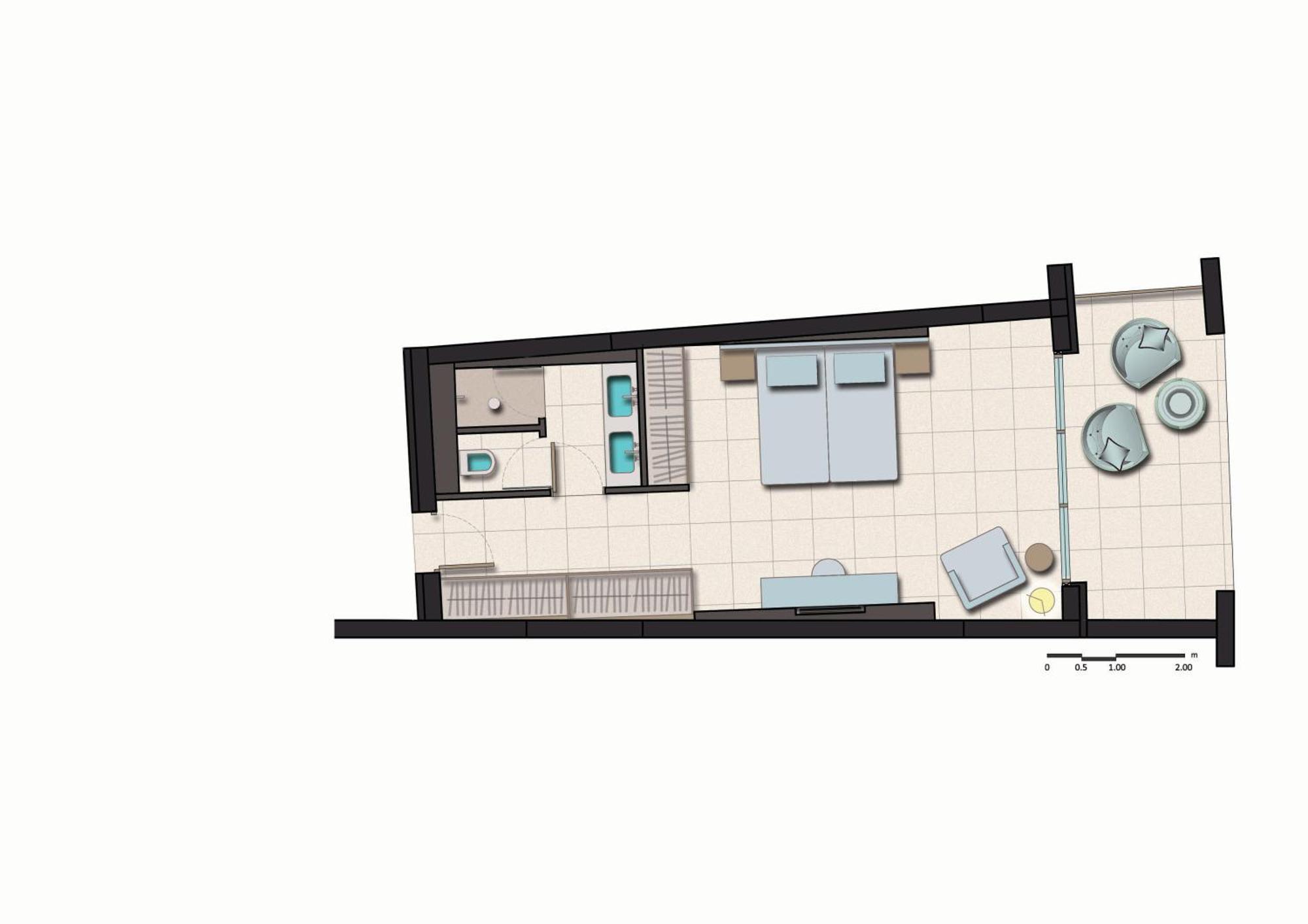 Miraggio Thermal Spa Resort Paliouri Pokoj fotografie Floorplan of a typical studio apartment